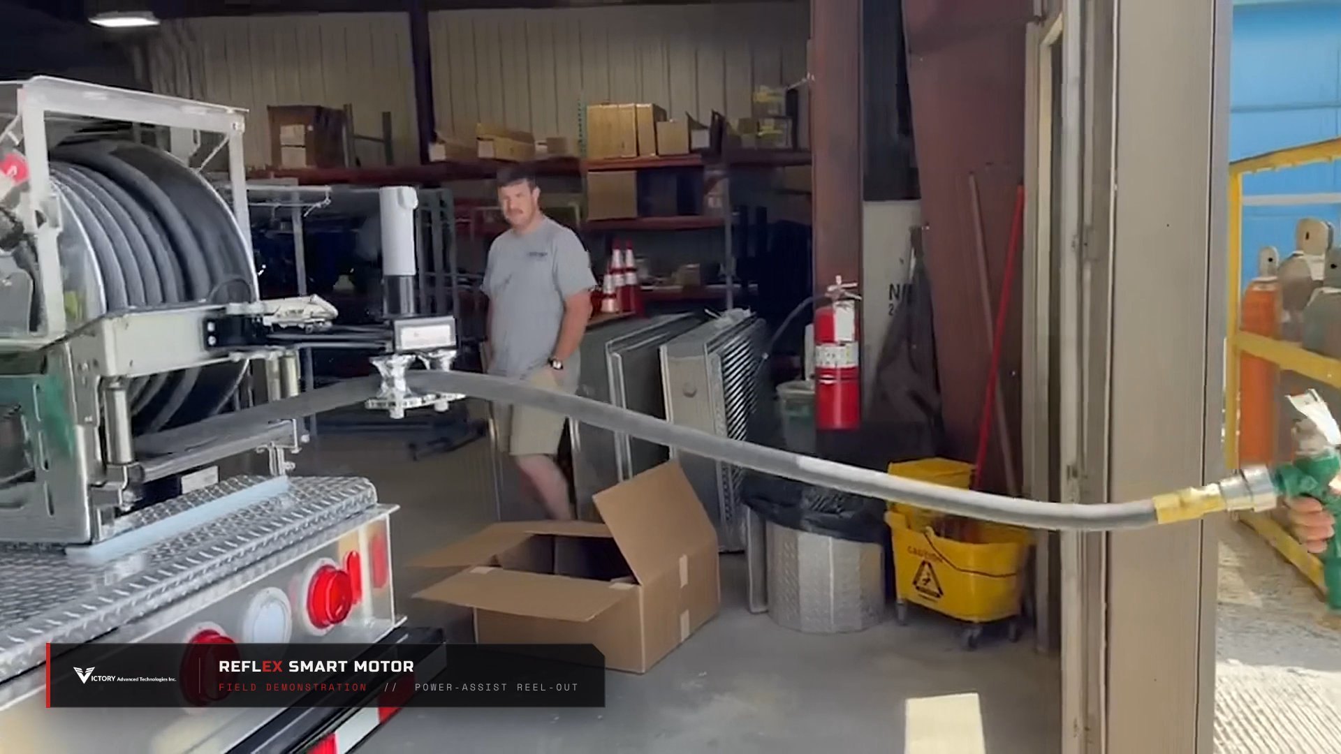 ReflEX SMART motor reeling out hose on a propane delivery truck